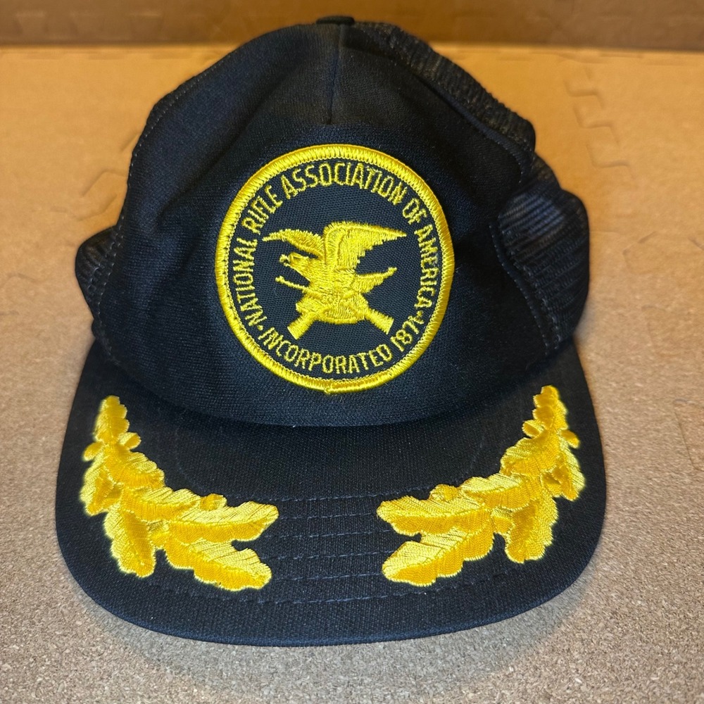 NRA Trucker Hat Mens OSFA Black Vintage Scrambled Eggs Mesh Snapback USA Made